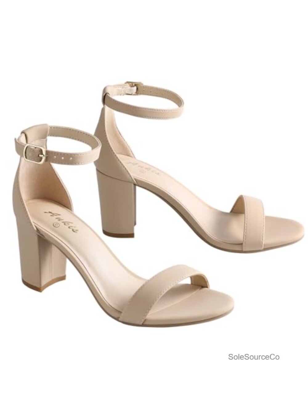 Ankis Women's Open Toe Ankle Strap Chunky Heel Sandals 2.75 Inch Nubuck Heels